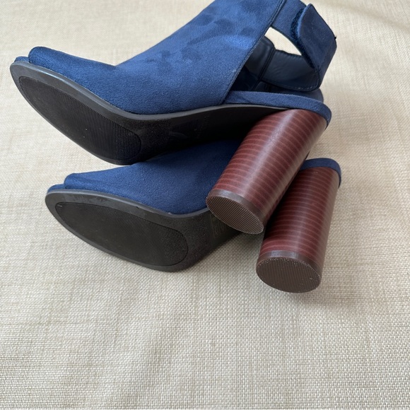 Call It Spring Blue Peep Toe Velcro Ankle Strap Round Heel Bootie Sandals - Picture 9 of 16